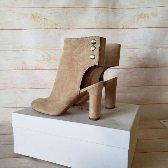 IRO Matyizi Suede Cutout Round Toe Bootie Block Heel Tan Natural Women's Size 39 - Picture 4 of 13